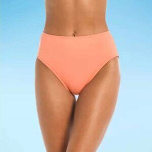 Mynah - Women's Stretch Fabric Lined High Waist Bikini Swimsuit Bottom in Coral‍